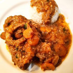 ossobuc a la milanesa acompanyat d'arròs blanc