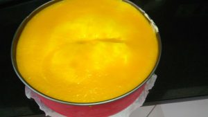 mousse de mango en un molde