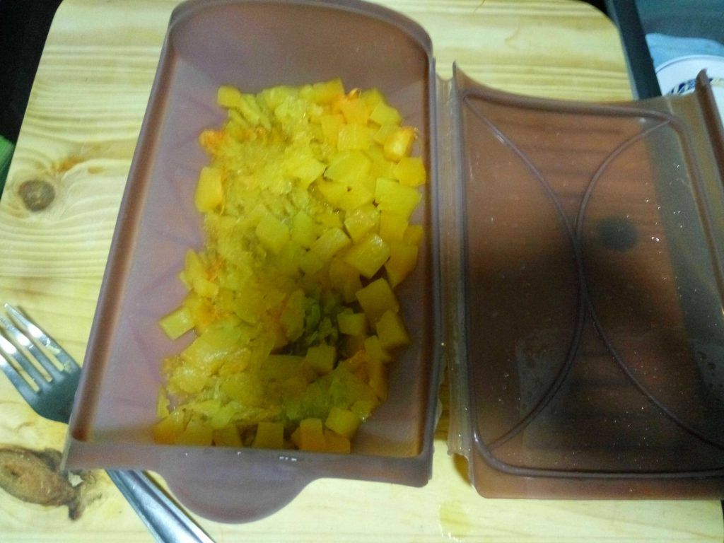 calabaza cocida en estuche de vapor