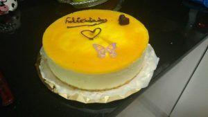 pastel de mousse de mango