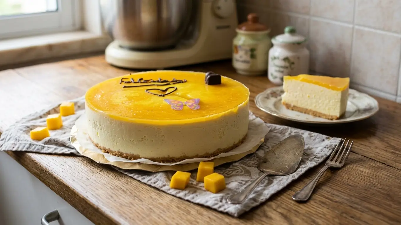 tarta de mousse de mango sin horno fría