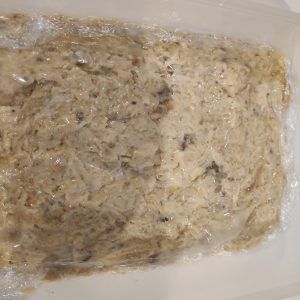 la masa ya cocinada y batida en pequeño