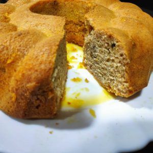 bizcocho de naranja cortado