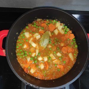 añadido el sofrito y el caldo