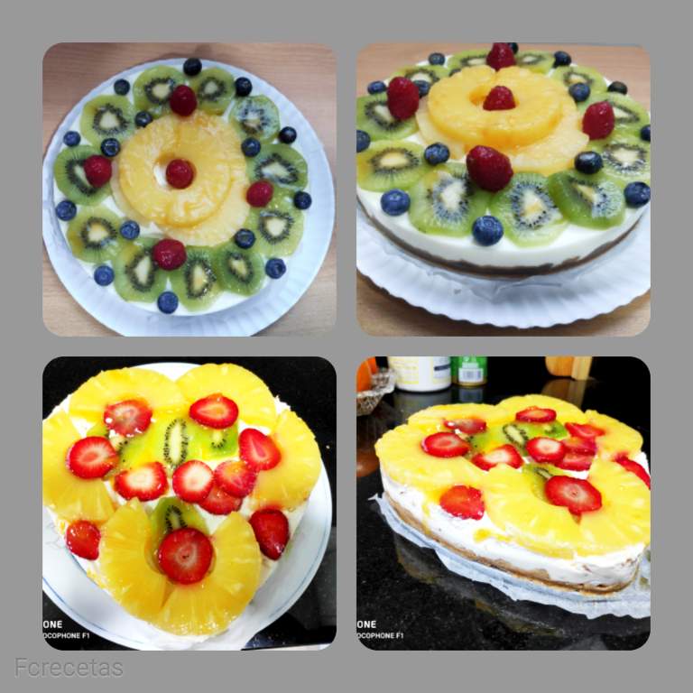 Tarta de frutas cuatro fotos