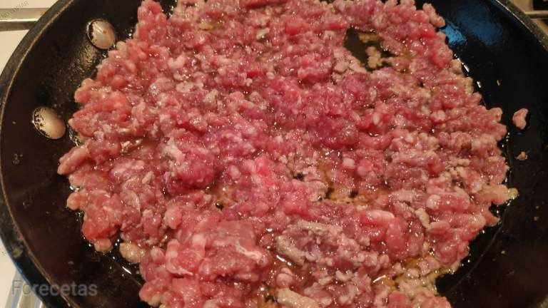 carne picada en la sartén