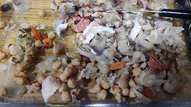 restos de cocido cortados