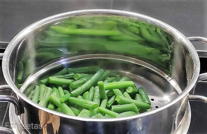 vaporera con judias verdes