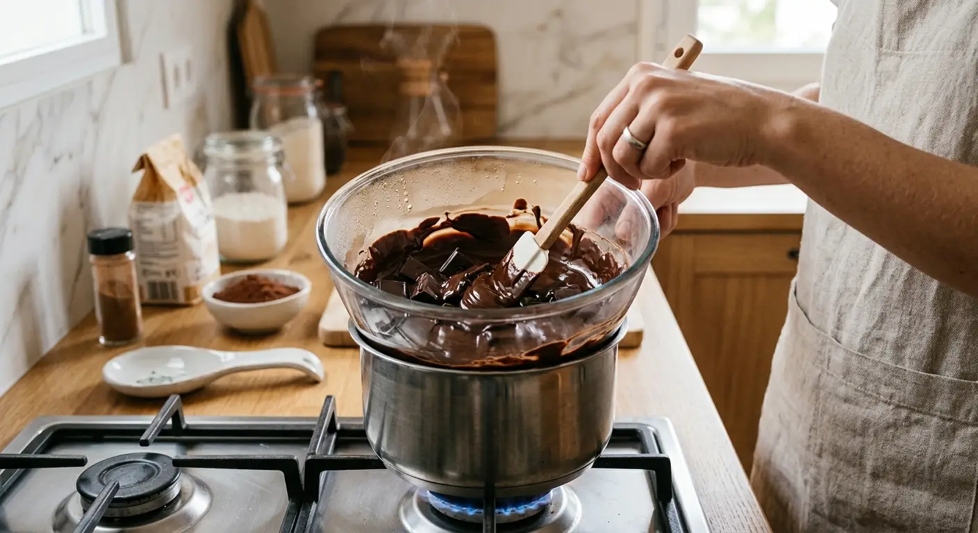 fondre xocolata al bany de maria tècnica de rebosteria