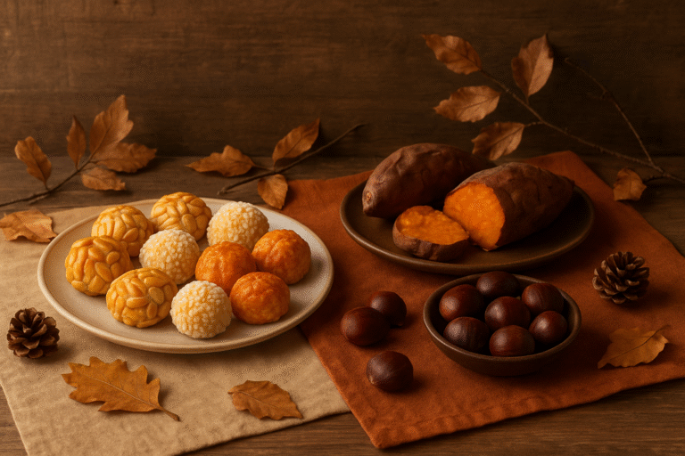 sabors de tardor panellets, moniato i castanyes