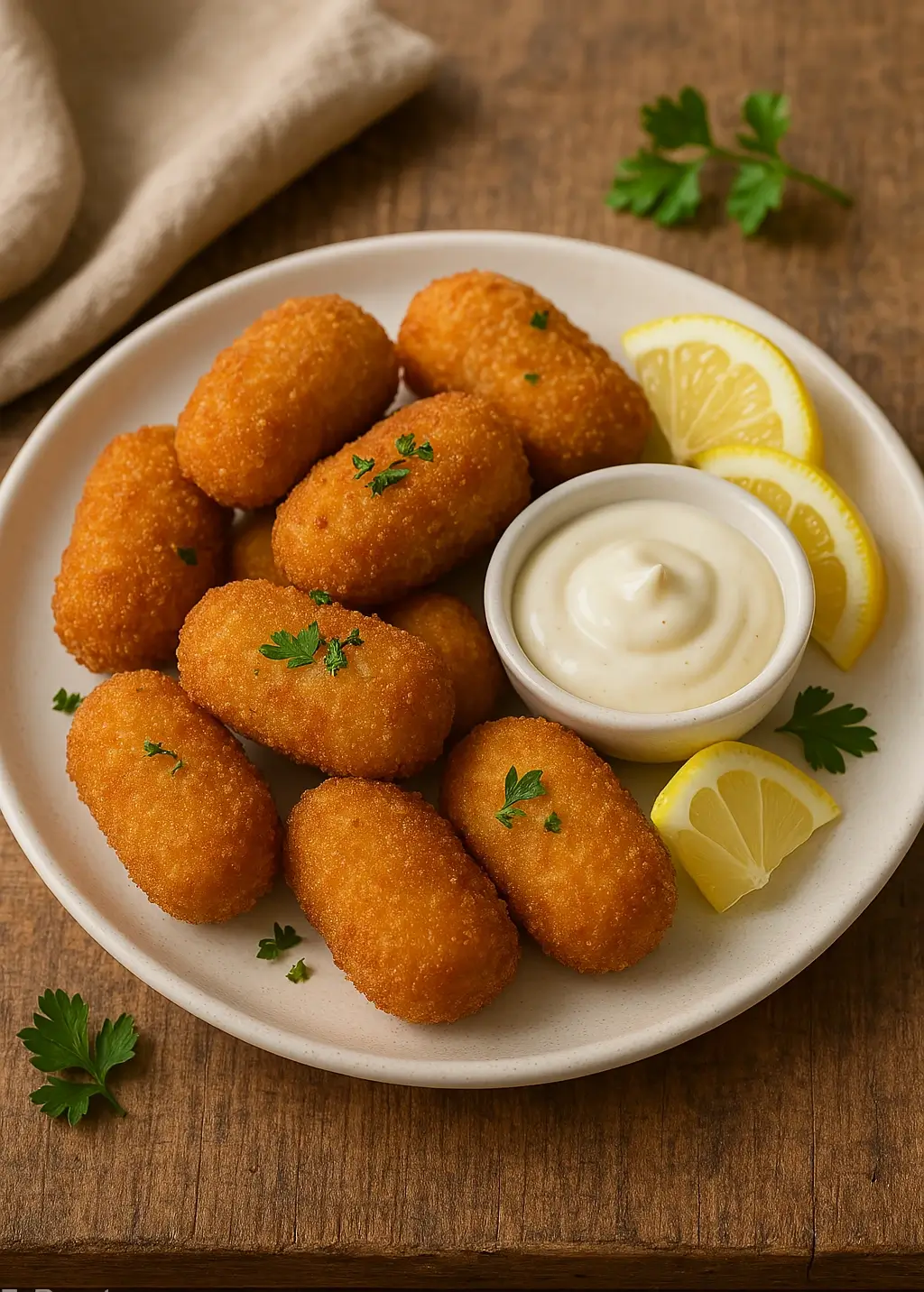 un plato con croquetas de jamon caseras