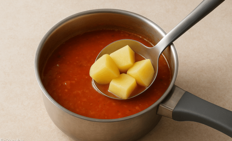 Patata pelada absorbiendo el exceso de sal en un caldo o una salsa