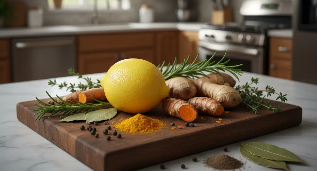 quitar sal de la comida equilibrando con limón y hierbas aromáticas