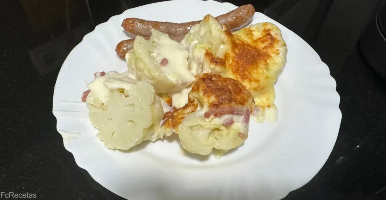 coliflor grtinada al horno con una butifarra