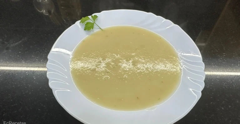 crema de cebolla ya triturada en el plato