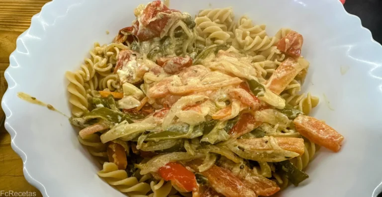 mezcla de espirales de garbanzos y verduras asadas en un recipiente