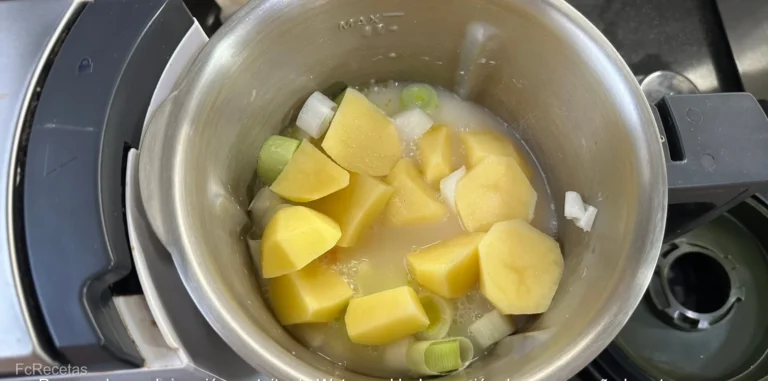 añadida la patata y el caldo para preparar la vivhysoise
