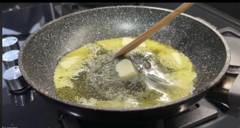 preparando la velouté, disolviendo la mantequilla