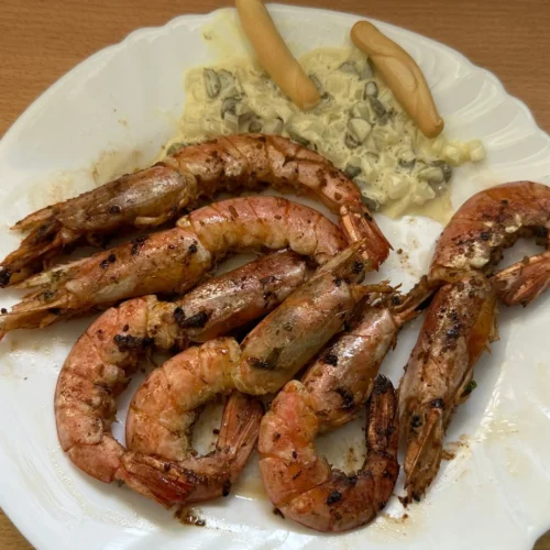 gambas a la plancha con salsa tártara