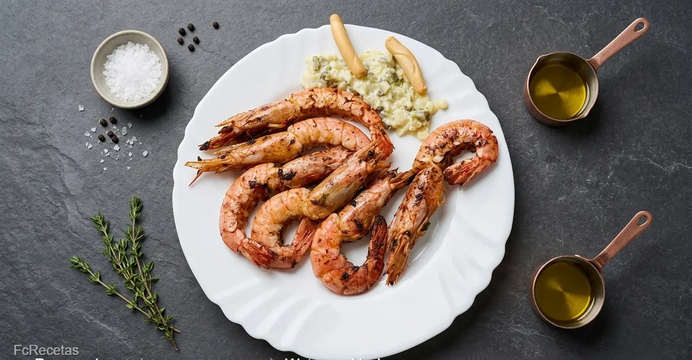 gambas a la plancha con salsa tártara